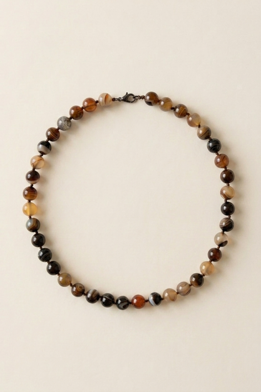 TYRA BROWN MIX BEAD NECKLACE
