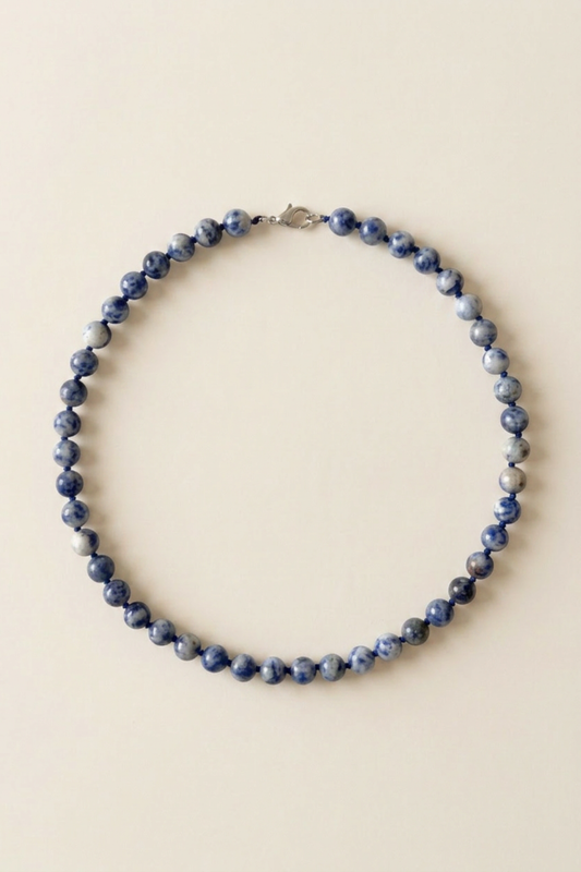 LOUISE BLUE MARBLE BEAD NECKLACE